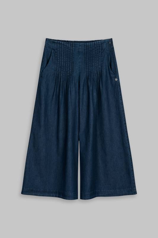 Rockmacherin Sempt Hosenrock aus weichem Denim mit Biesen und Gummizug Rockmacherin Sempt Hosenrock aus weichem Denim mit Biesen und Gummizug