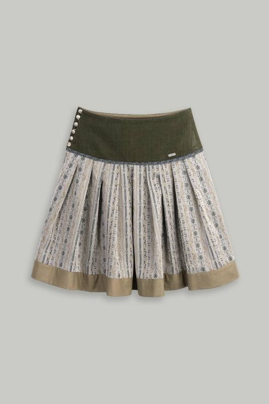 Rockmacherin Woidbodn Trachtenrock mit Jaquardmuster und Passe aus Feincord