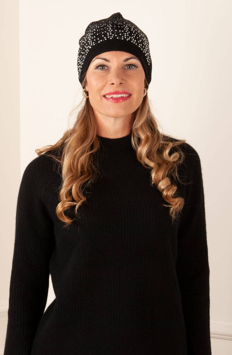 Beanie Winni Mütze „Strass“ Schwarz