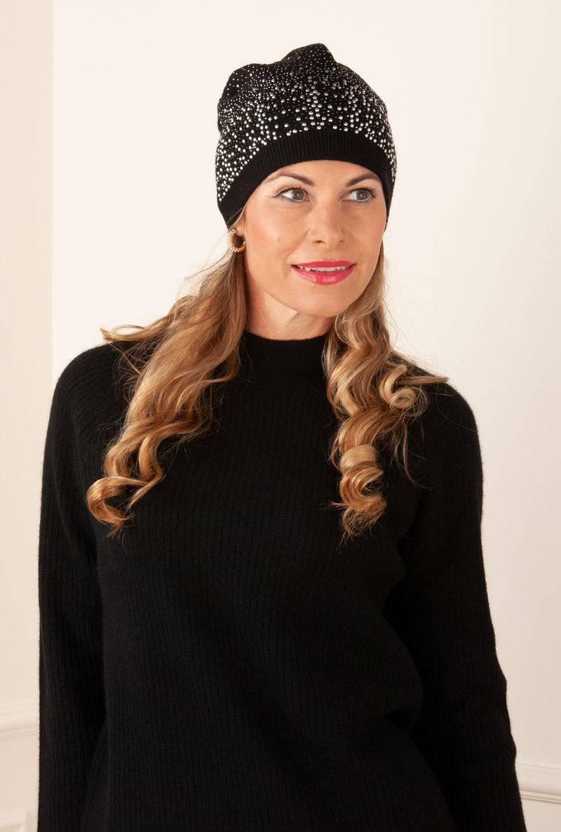 Beanie Winni Mütze „Strass“ Schwarz