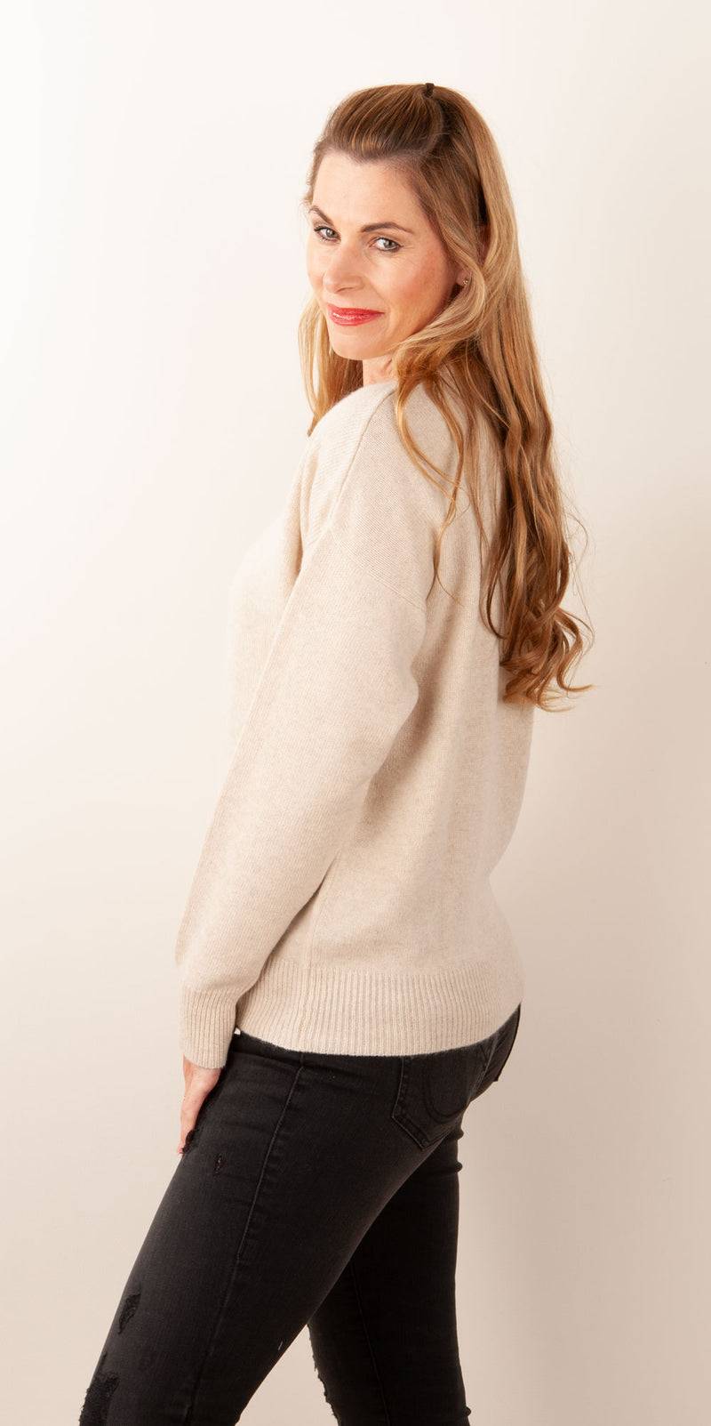 Blossom & Co. Kaschmir Pullover Melange Beige