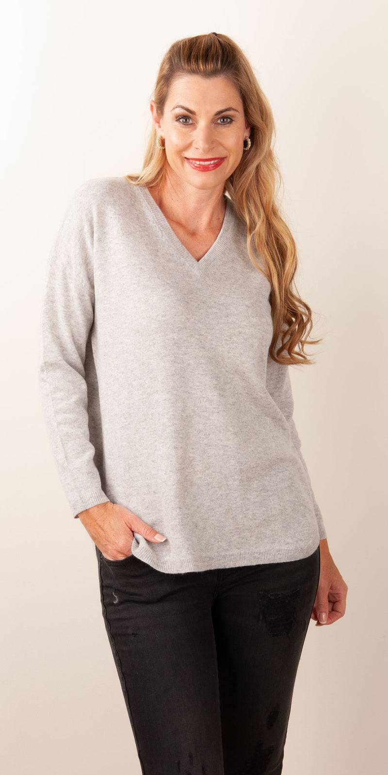 Blossom & Co. Kaschmir Pullover Melange Grau