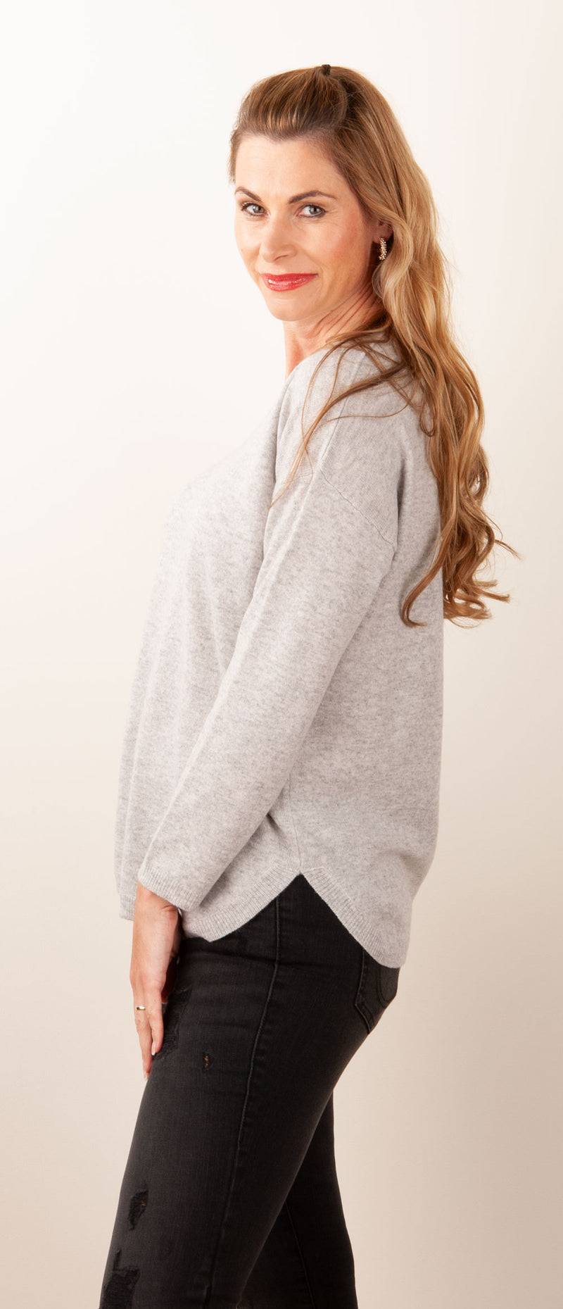 Blossom & Co. Kaschmir Pullover Melange Grau