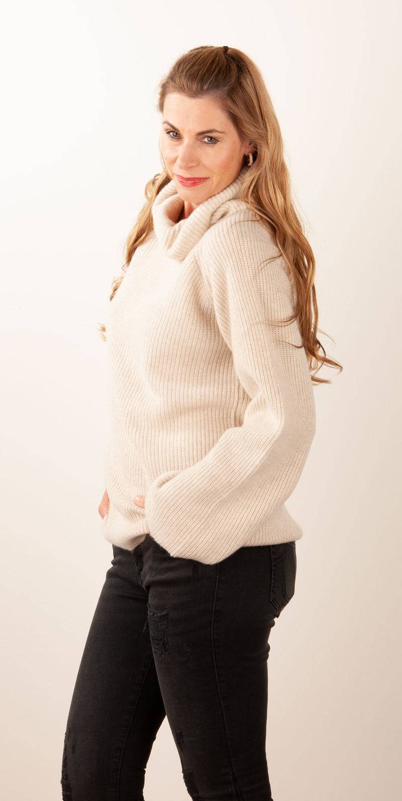 Blossom & Co. Kaschmir Rollkragenpullover Oatmeal