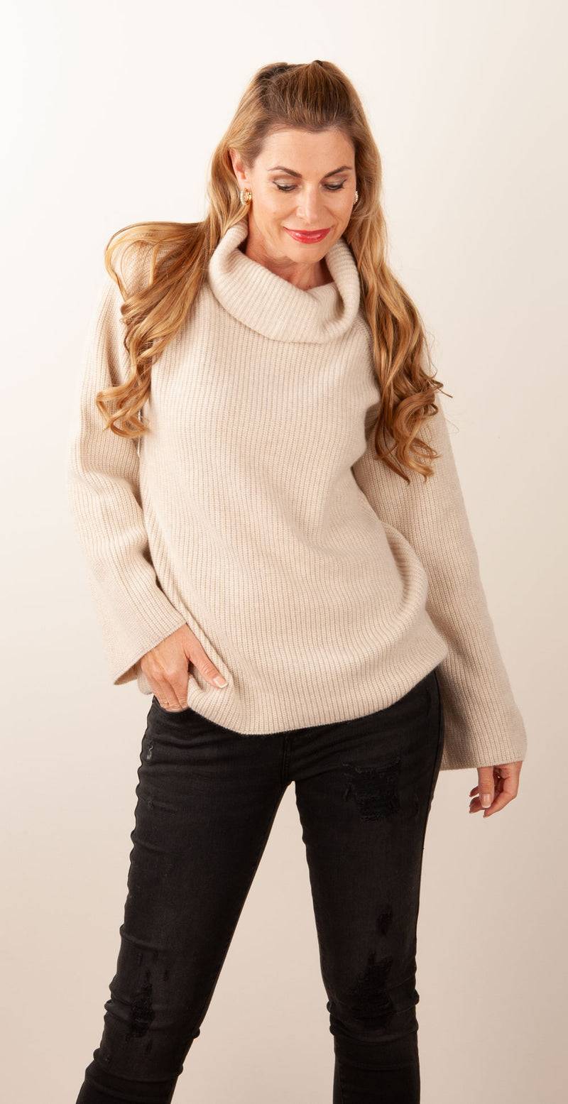 Blossom & Co. Kaschmir Rollkragenpullover Oatmeal