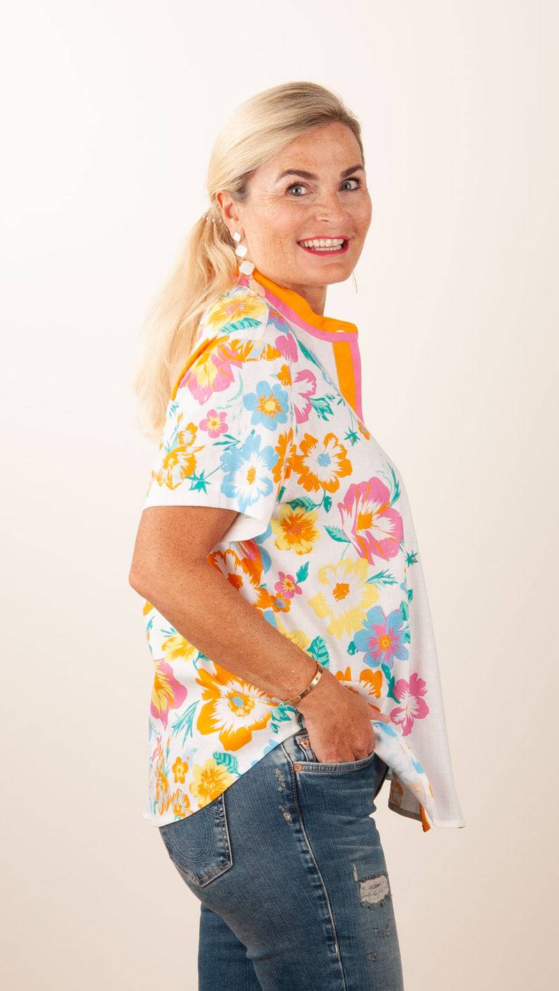 Herzensangelegenheit Blusenshirt Weiß | Pink | Orange | Multicolor