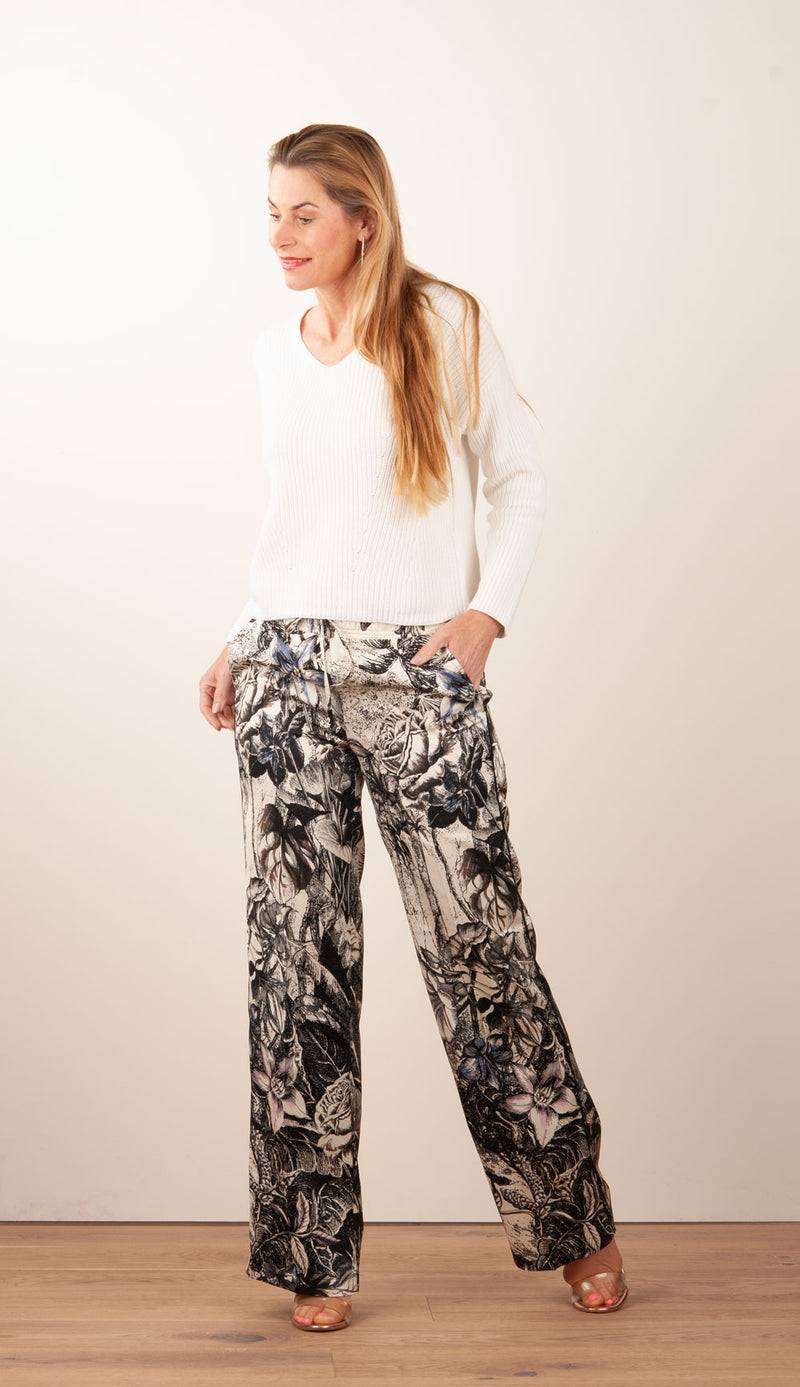 Cambio Hose „Avril“ Creme | Schwarz | Multicolor