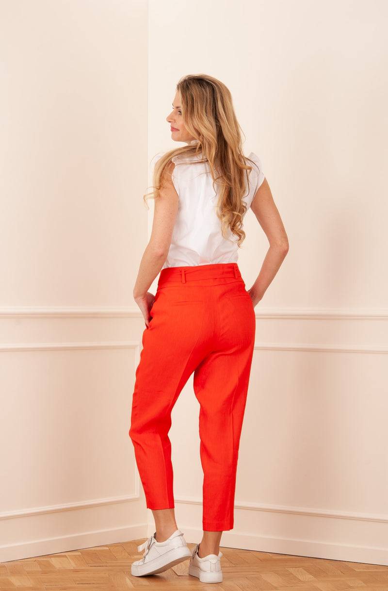 Cambio Leinen Hose „Kristien“ Orangerot