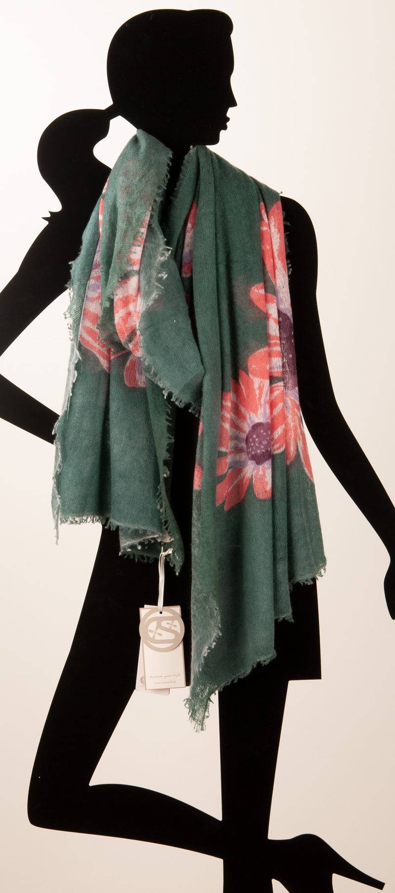 Cute Stuff Schal „Blumen“ Grün | Multicolor