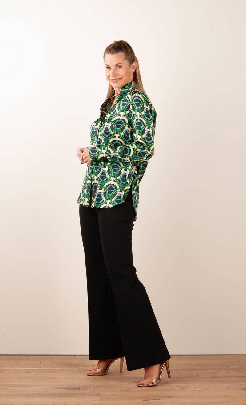 Dea Kudibal Schlupfbluse „Nate“ Schwarz | Grün | Beige