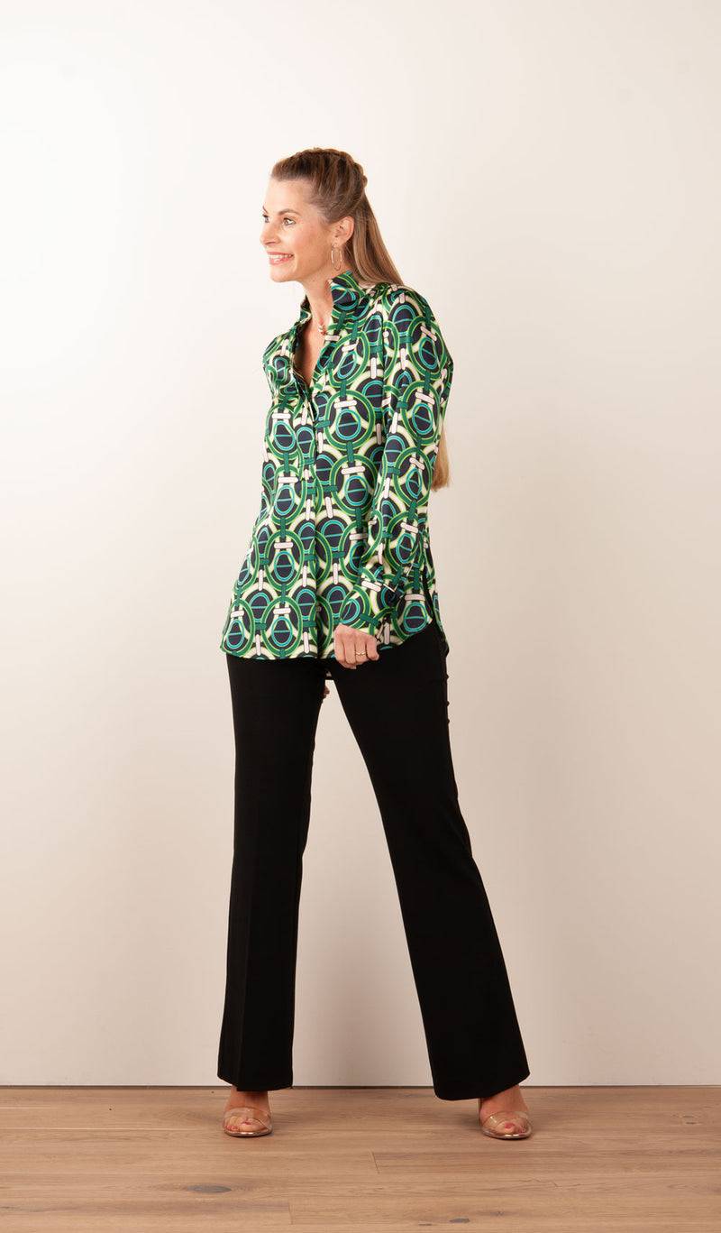 Dea Kudibal Schlupfbluse „Nate“ Schwarz | Grün | Beige