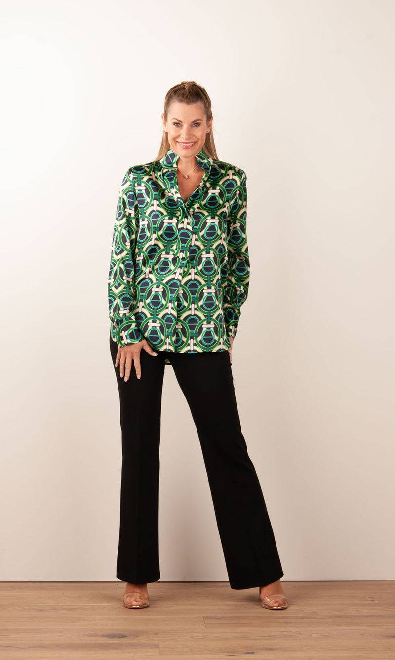 Dea Kudibal Schlupfbluse „Nate“ Schwarz | Grün | Beige