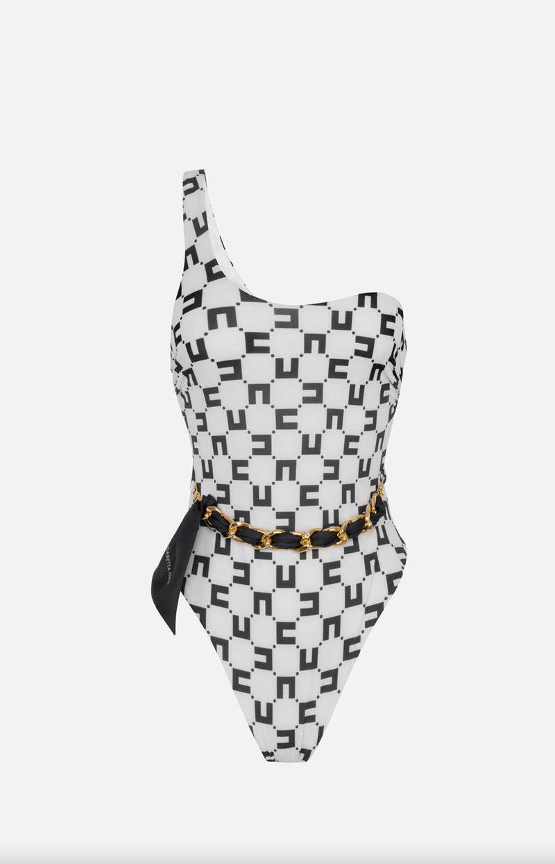 Elisabetta Franchi Badeanzug Weiß | Schwarz