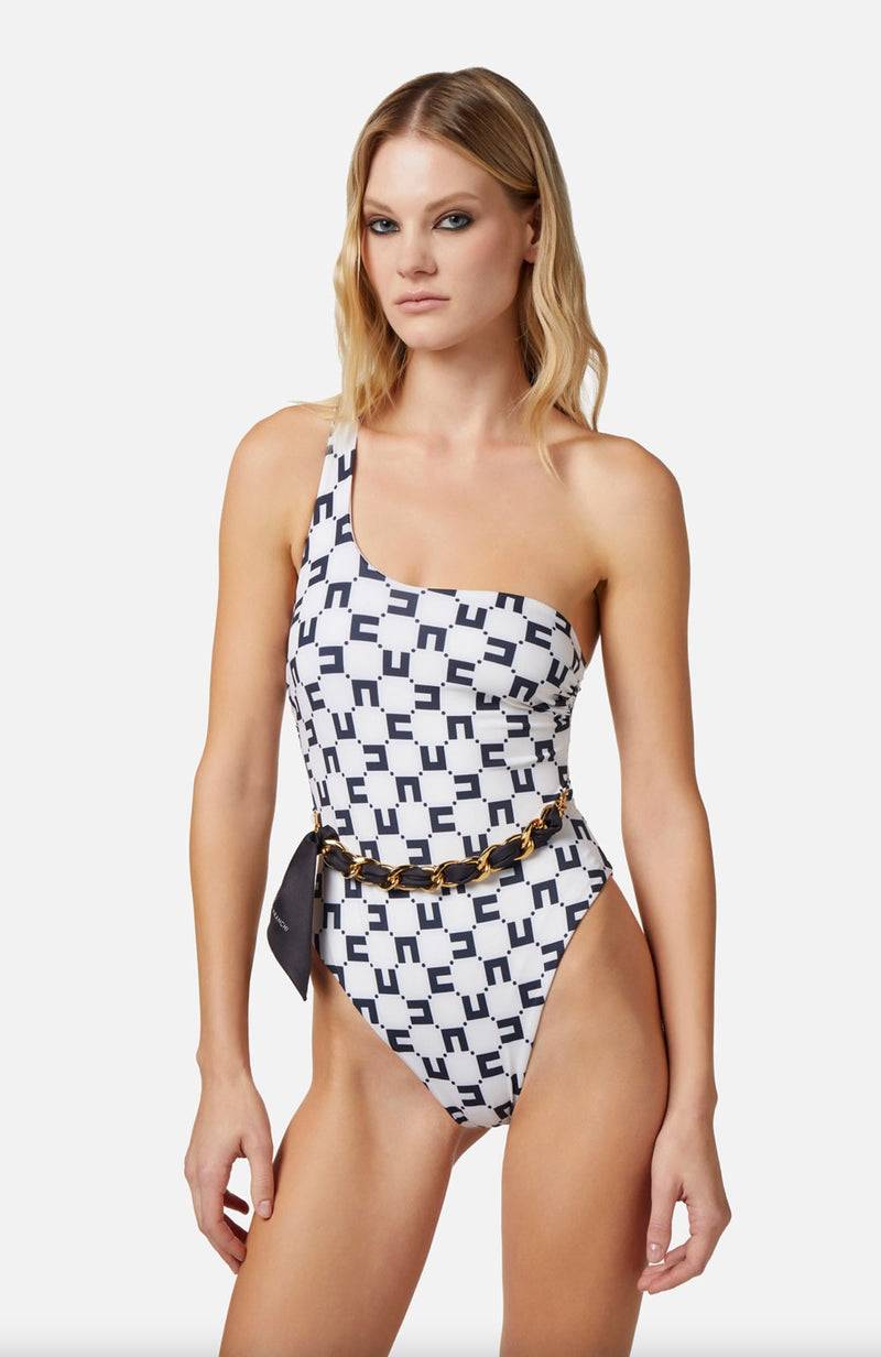 Elisabetta Franchi Badeanzug Weiß | Schwarz