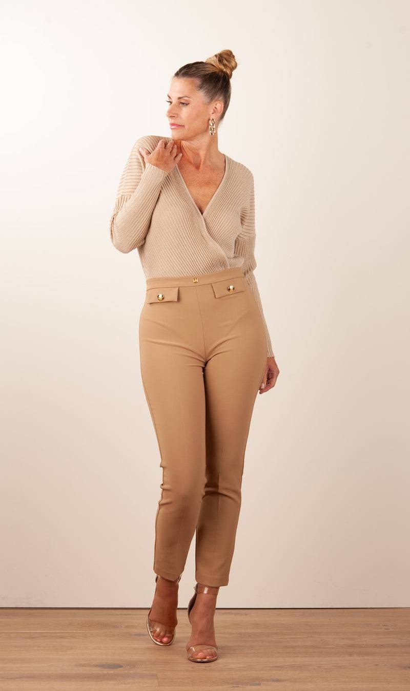 Elisabetta Franchi Body-Pullover „Daily“ Camel | Gold