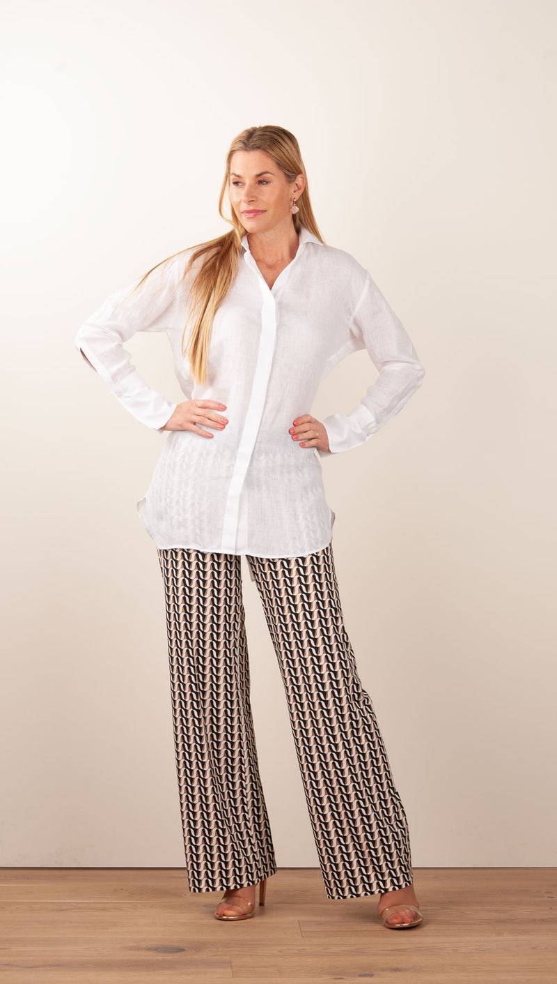 ÉMANOU Leinen Bluse Weiß