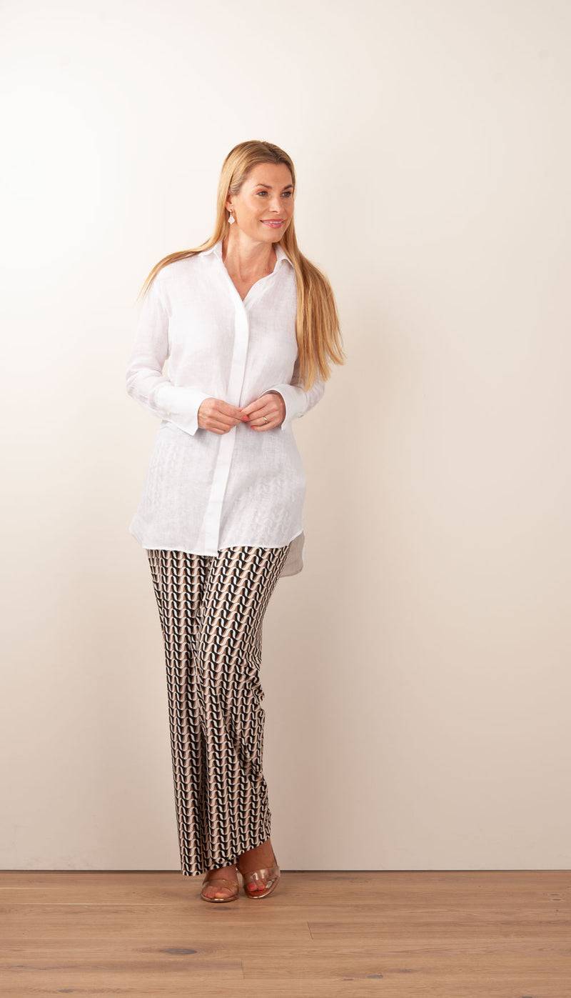 ÉMANOU Leinen Bluse Weiß