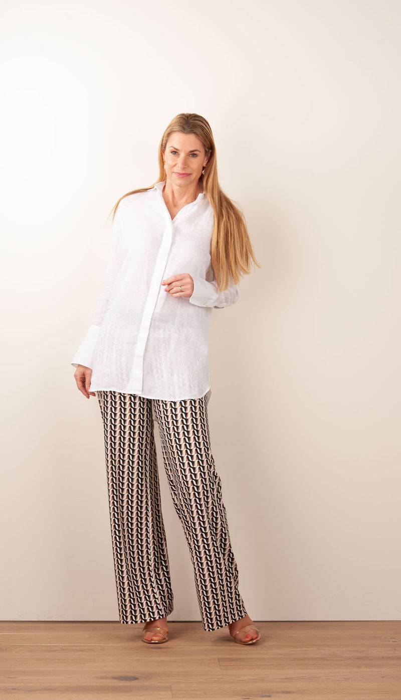 ÉMANOU Leinen Bluse Weiß