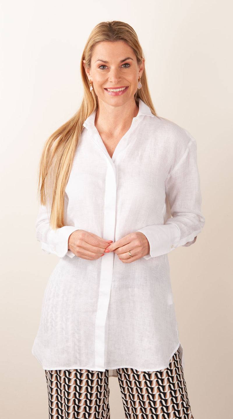 ÉMANOU Leinen Bluse Weiß