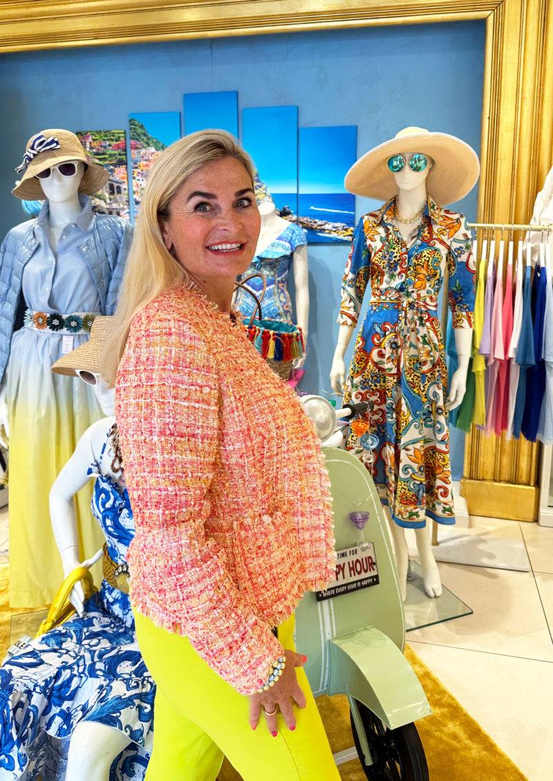 Fleur Bouclé Jacke Koralle | Gelb