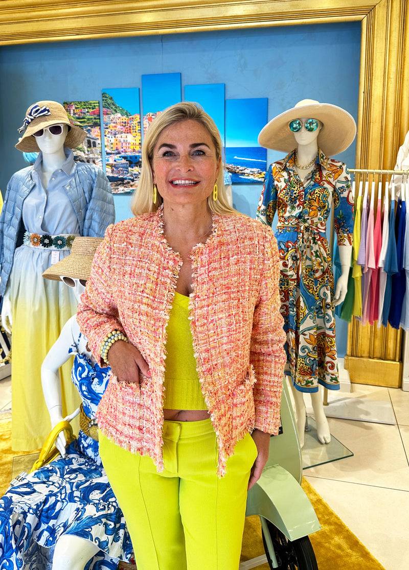 Fleur Bouclé Jacke Koralle | Gelb