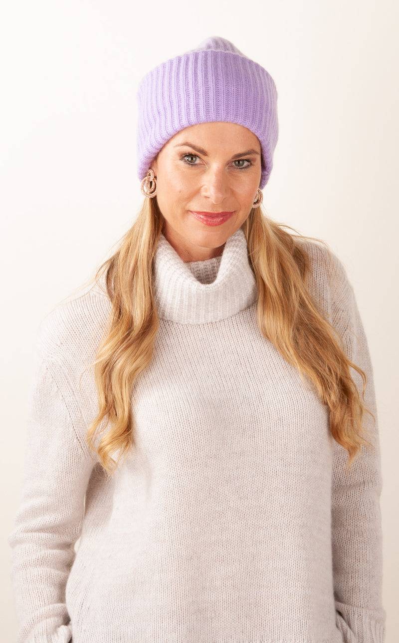 Fleur Kaschmir Mütze Flieder