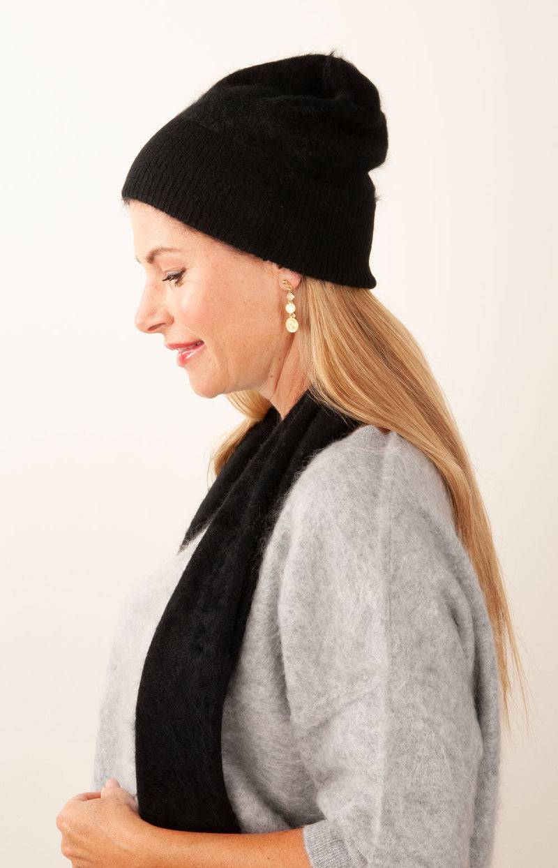 Fleur Kaschmir Mütze Schwarz