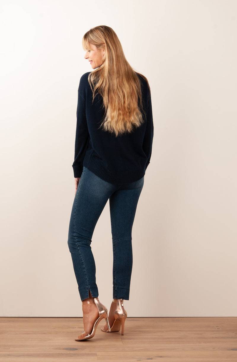 Fleur Kaschmir Pullover Dunkelblau