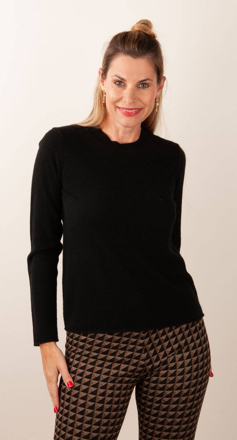 fleur Kaschmir Pullover Schwarz