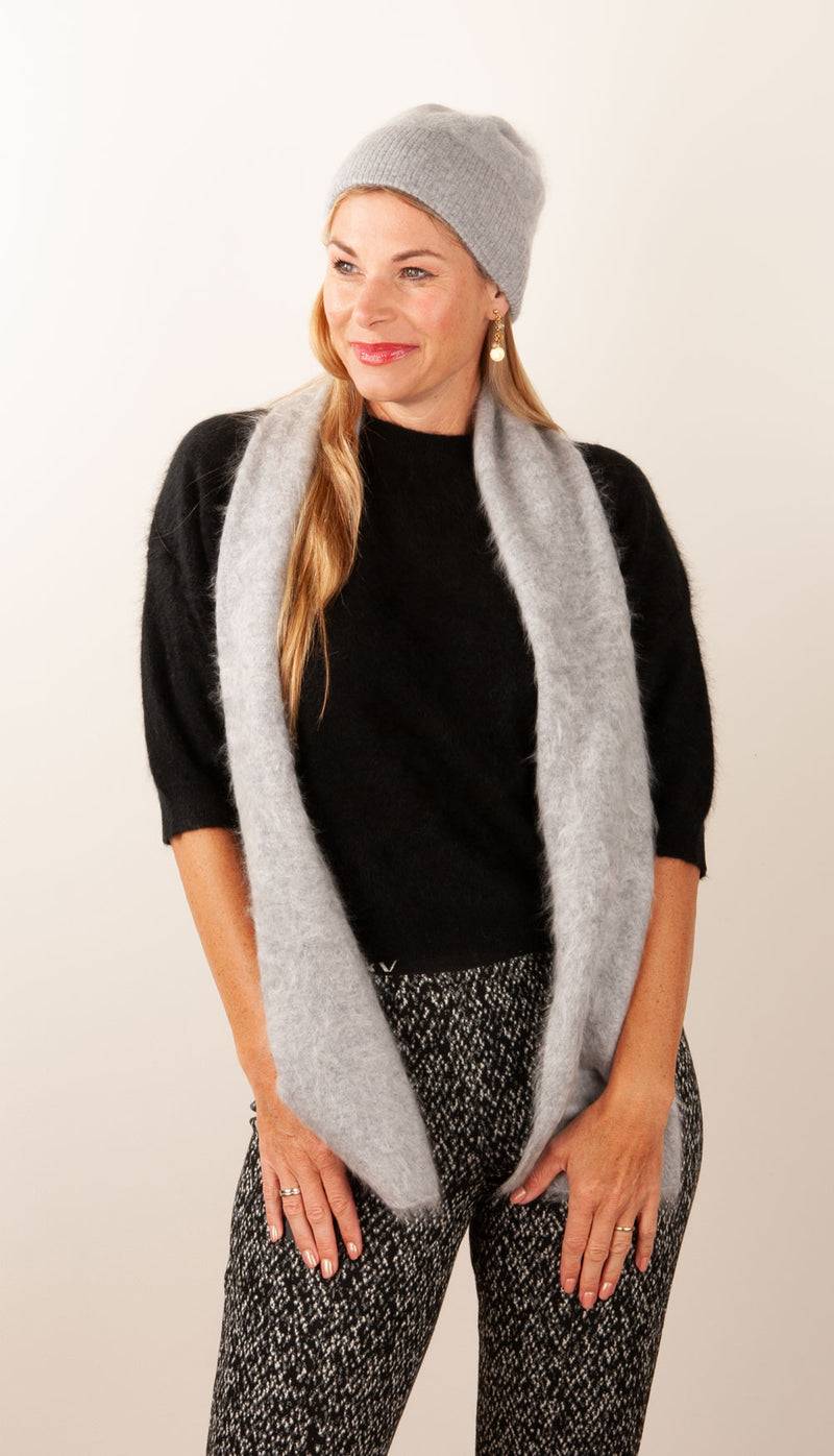 fleur Kaschmir Schal Melange Grau