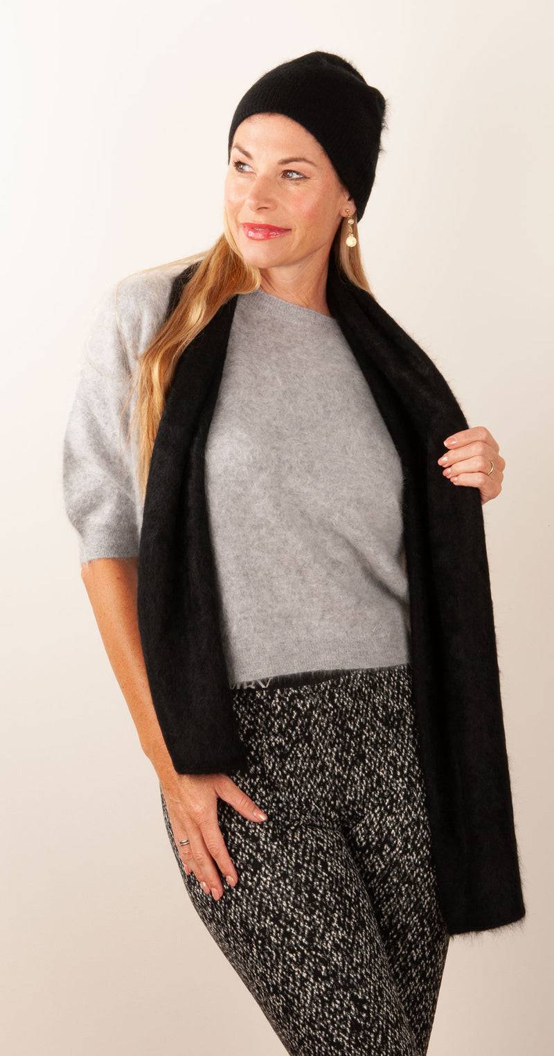 fleur Kaschmir Schal Schwarz