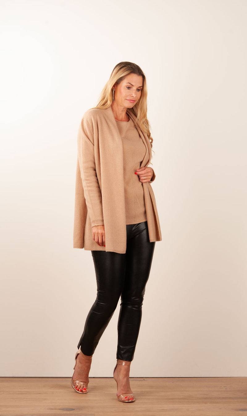 Fleur Kaschmir Strickmantel Camel