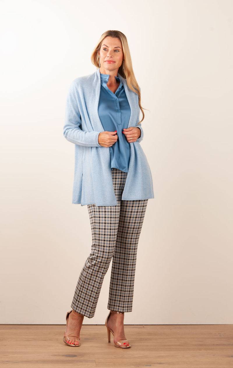 Fleur Kaschmir Strickmantel Melange Blau