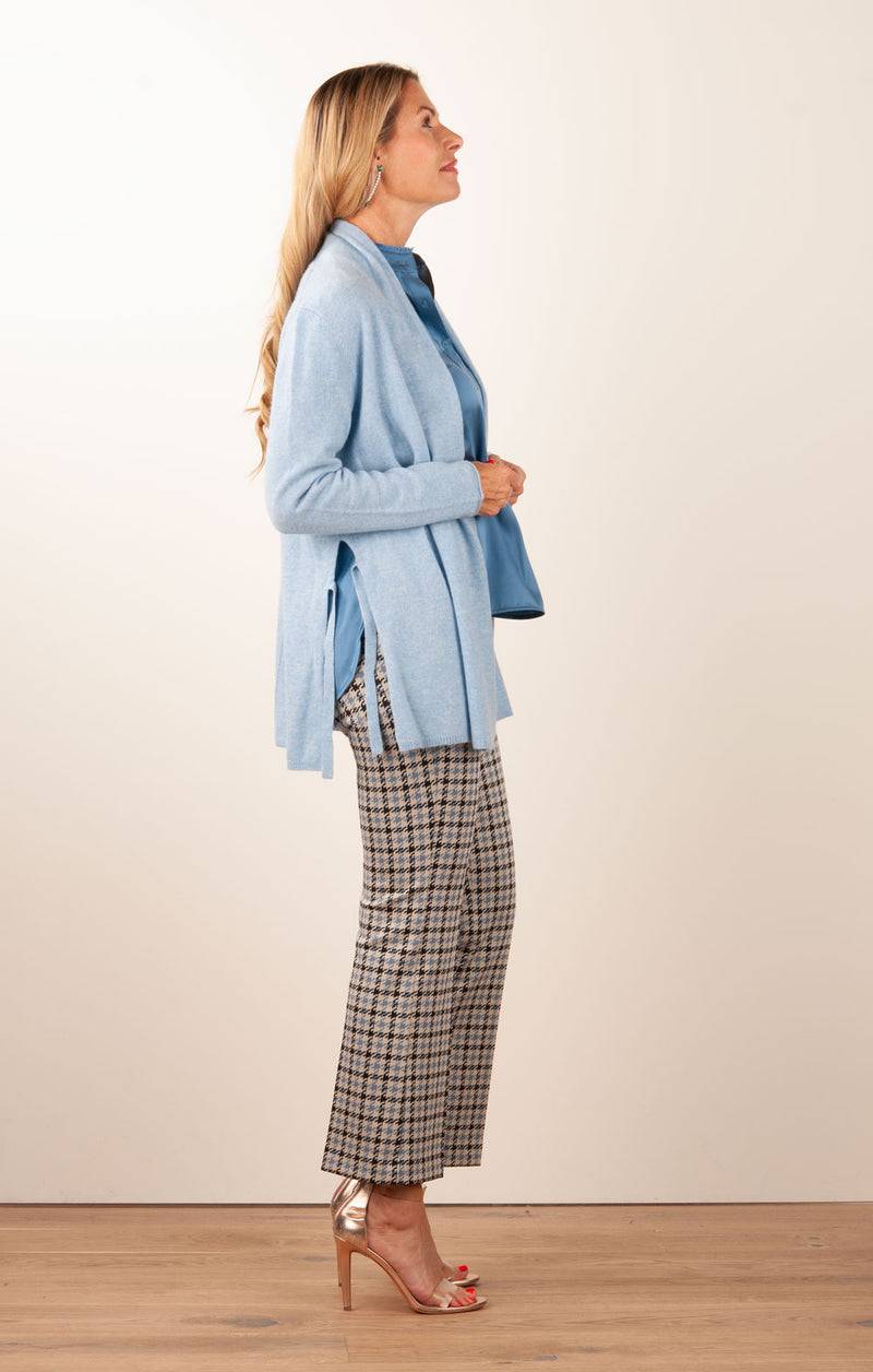 Fleur Kaschmir Strickmantel Melange Blau