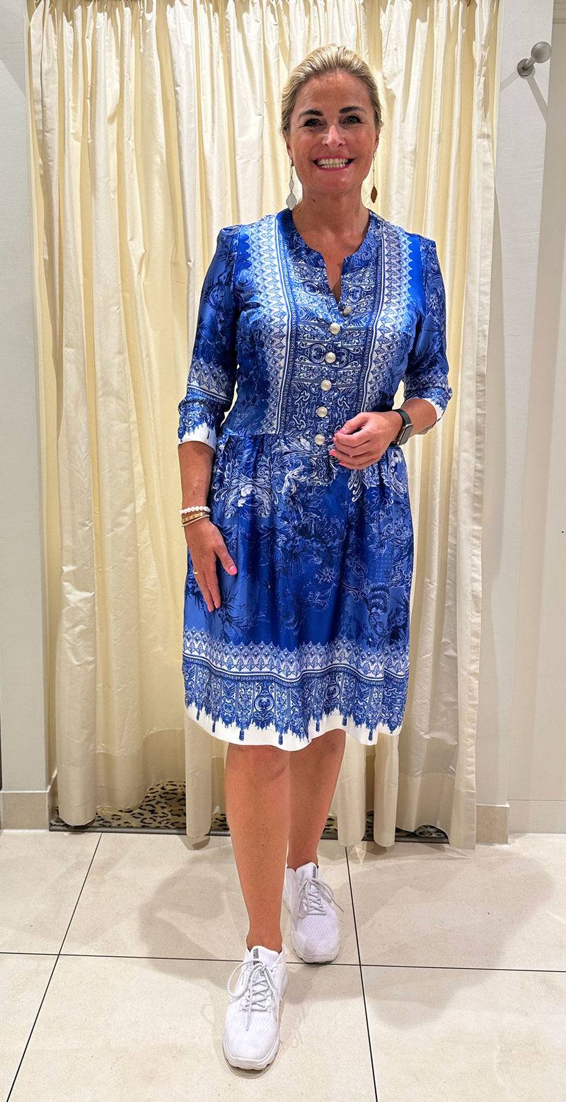 Fleur Kleid Blau | Weiß