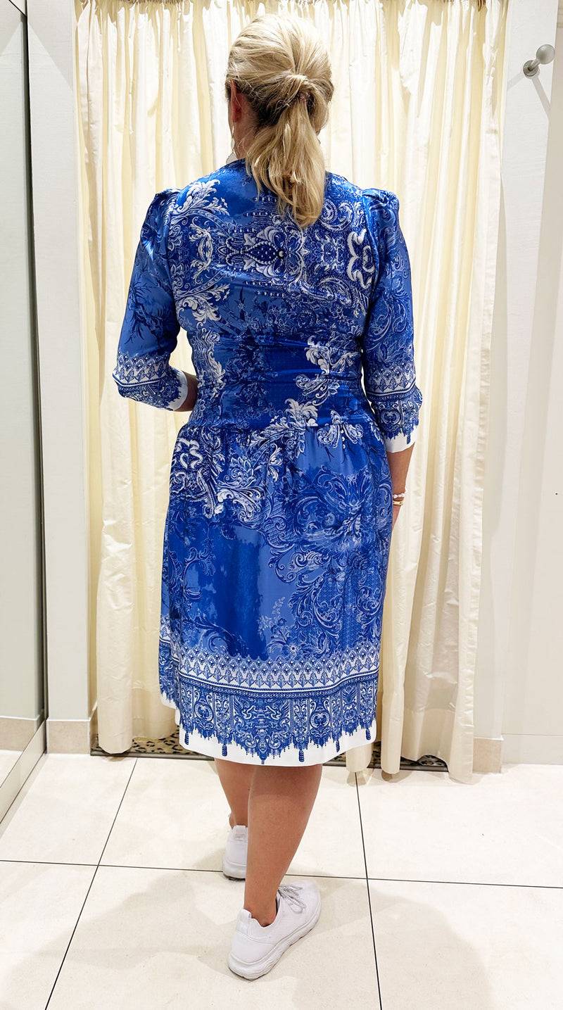 Fleur Kleid Blau | Weiß