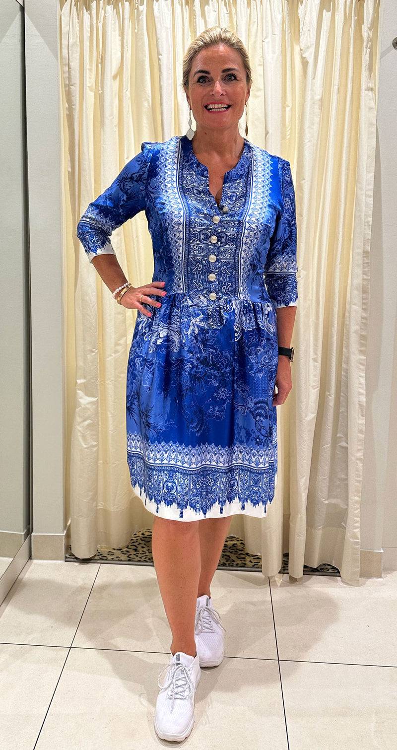 Fleur Kleid Blau | Weiß