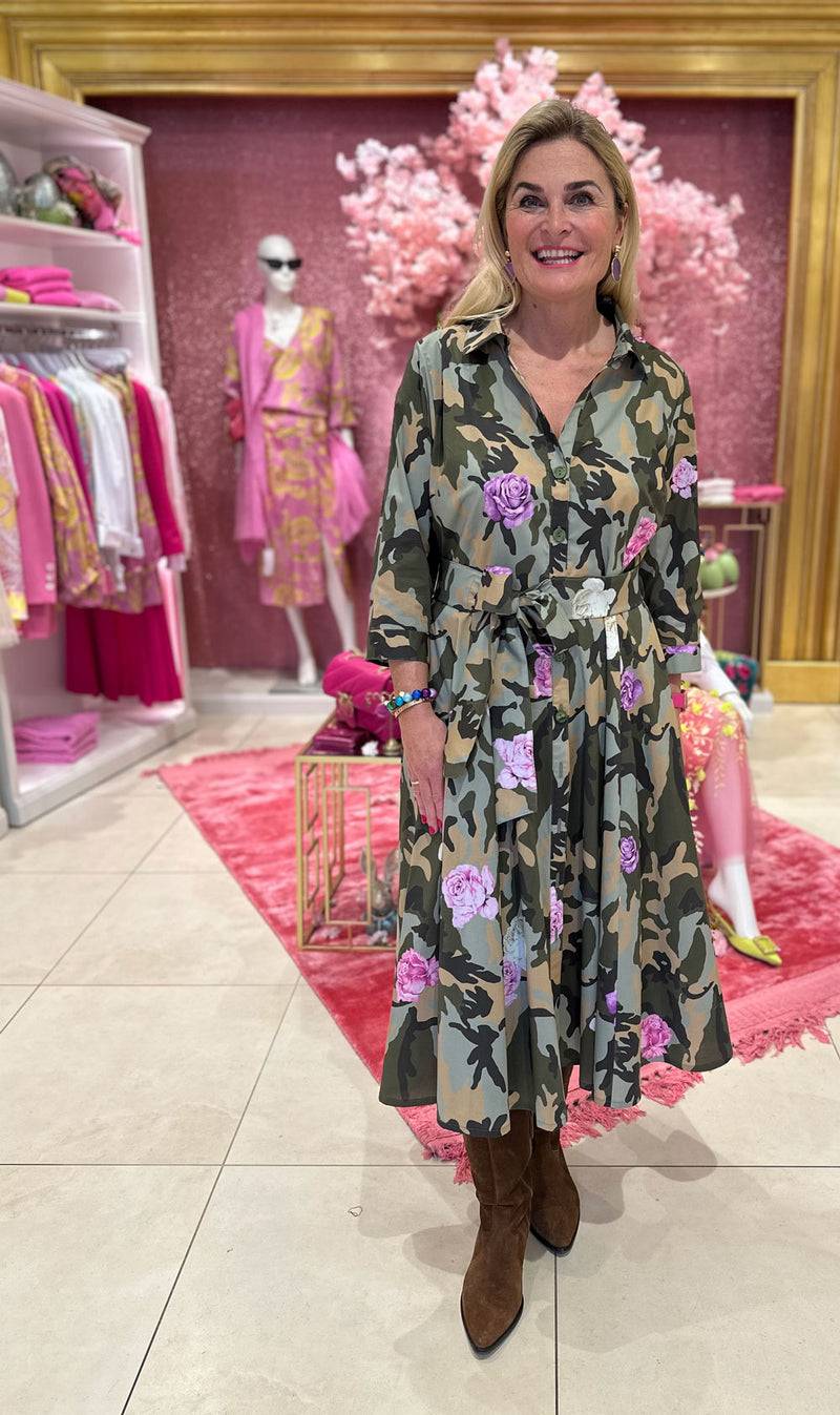 fleur Kleid „Camouflage“ Grün | Oliv