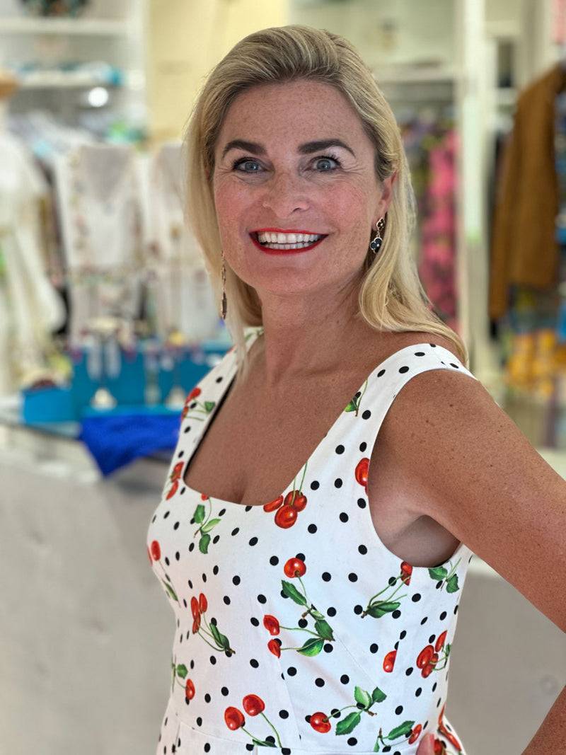 fleur Kleid „Kirschen“ Weiß | Multicolor