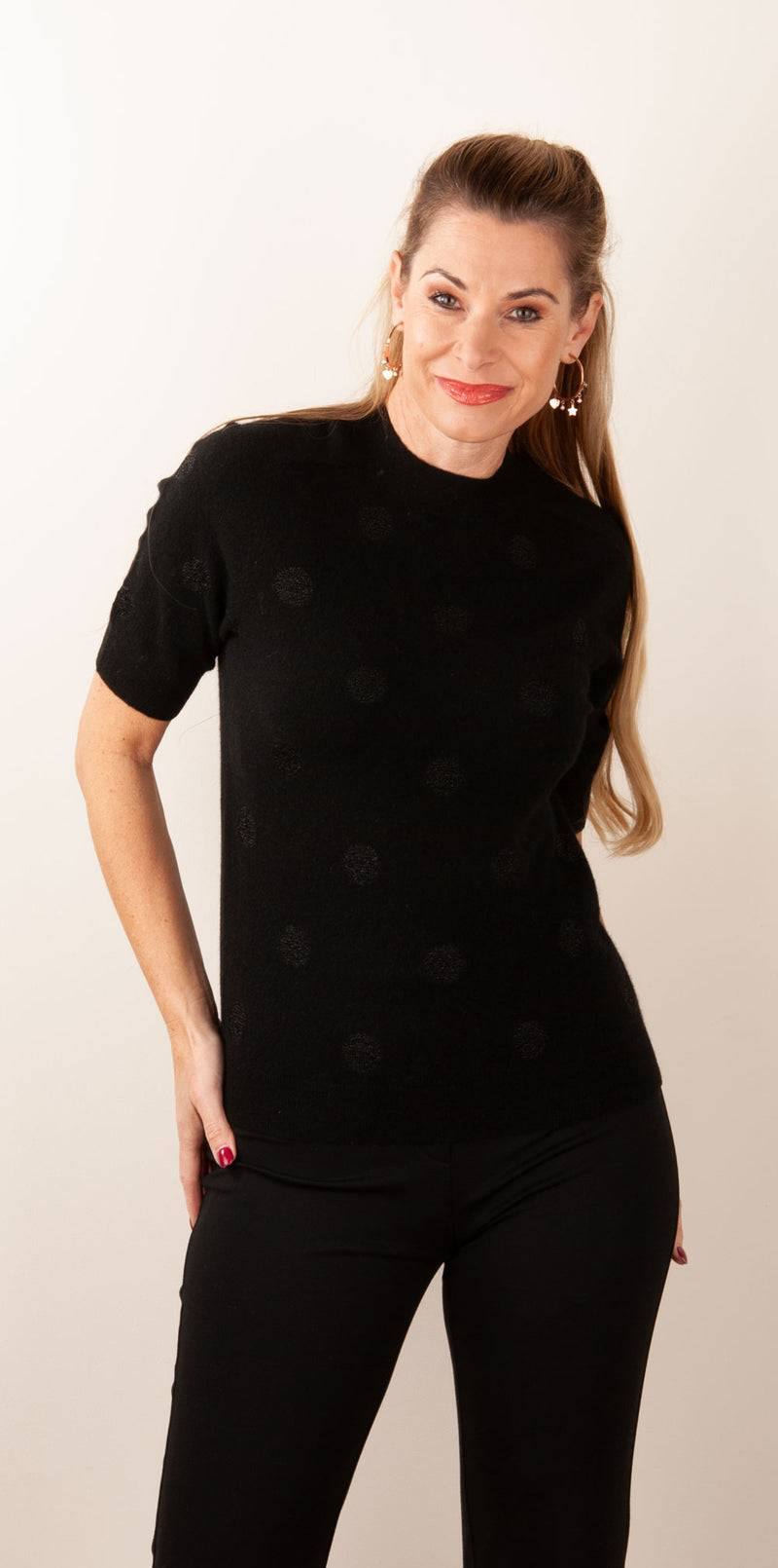 fleur Pullover „Tupfen“ Schwarz