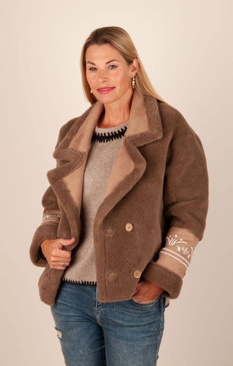 Glox Fake-Fur-Jacke Cookie