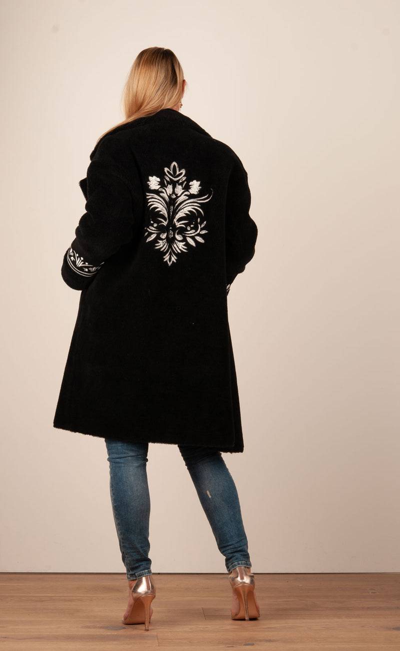 Glox Fake-Fur-Mantel Schwarz