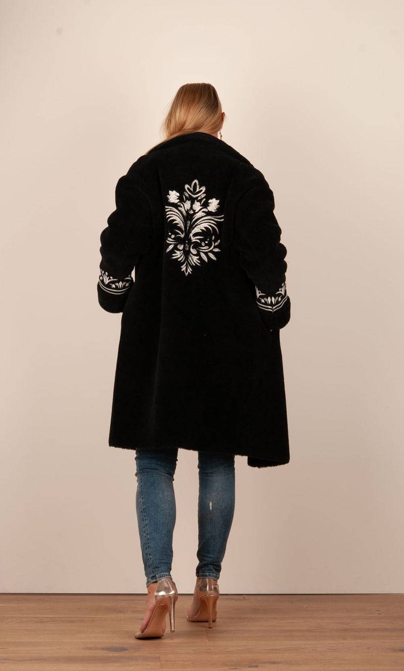 Glox Fake-Fur-Mantel Schwarz