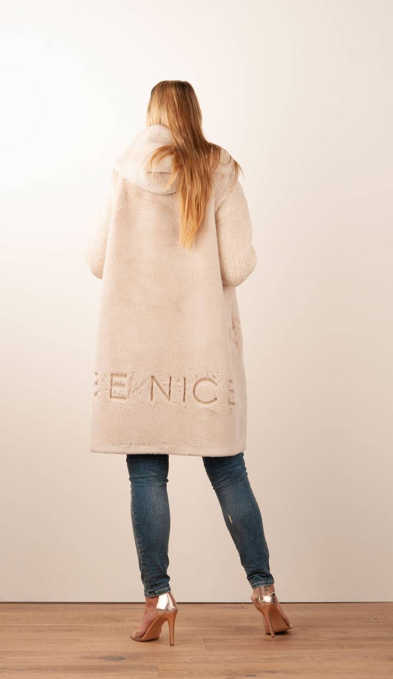 Glox Fake-Fur-Mantel/Weste Beige