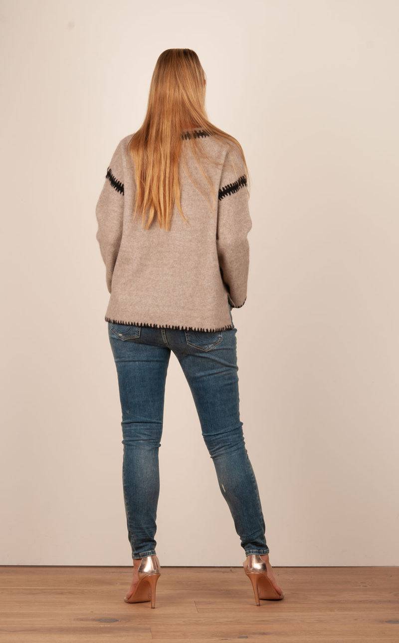 Grace Pullover Beige | Schwarz