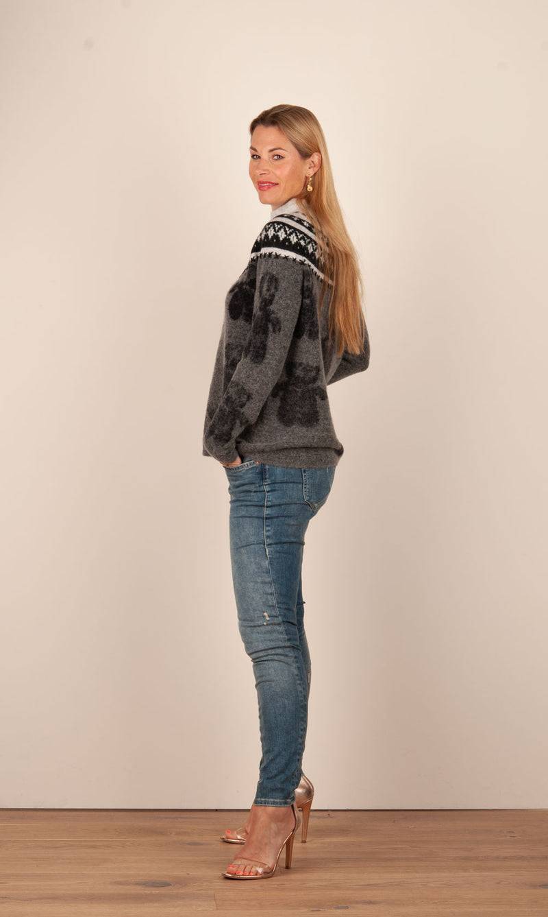 Grace Pullover Grau | Schwarz | Weiß