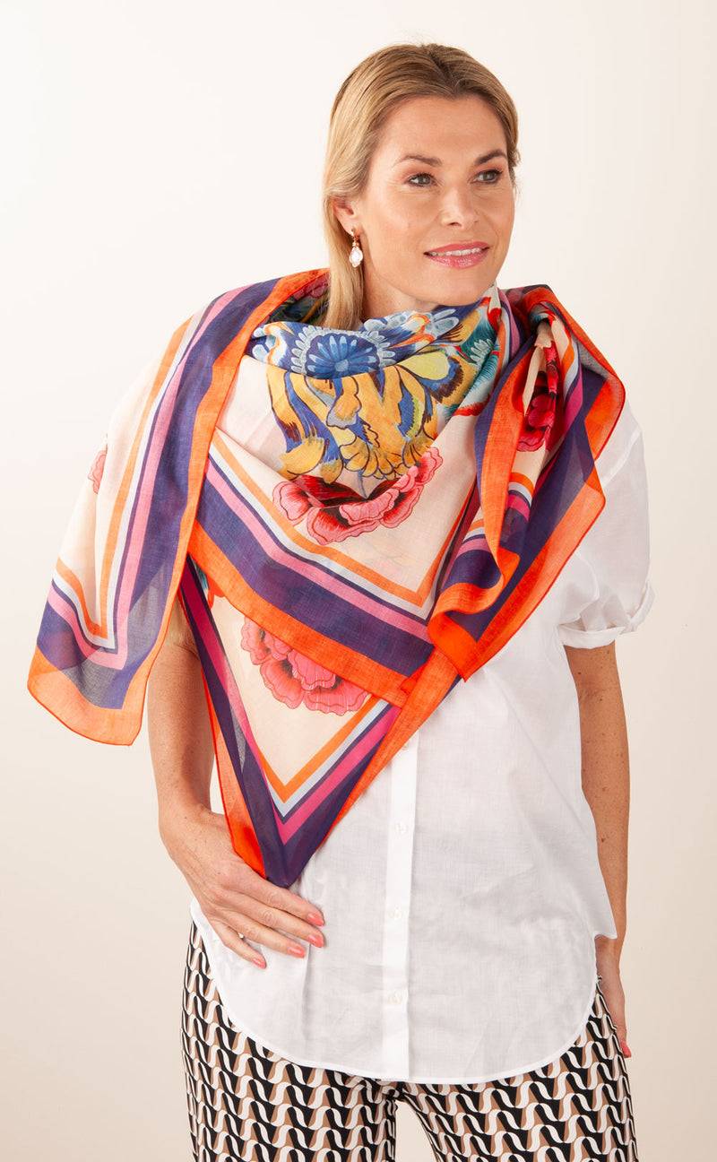 Grace Viereckstuch „Blumen“ Multicolor