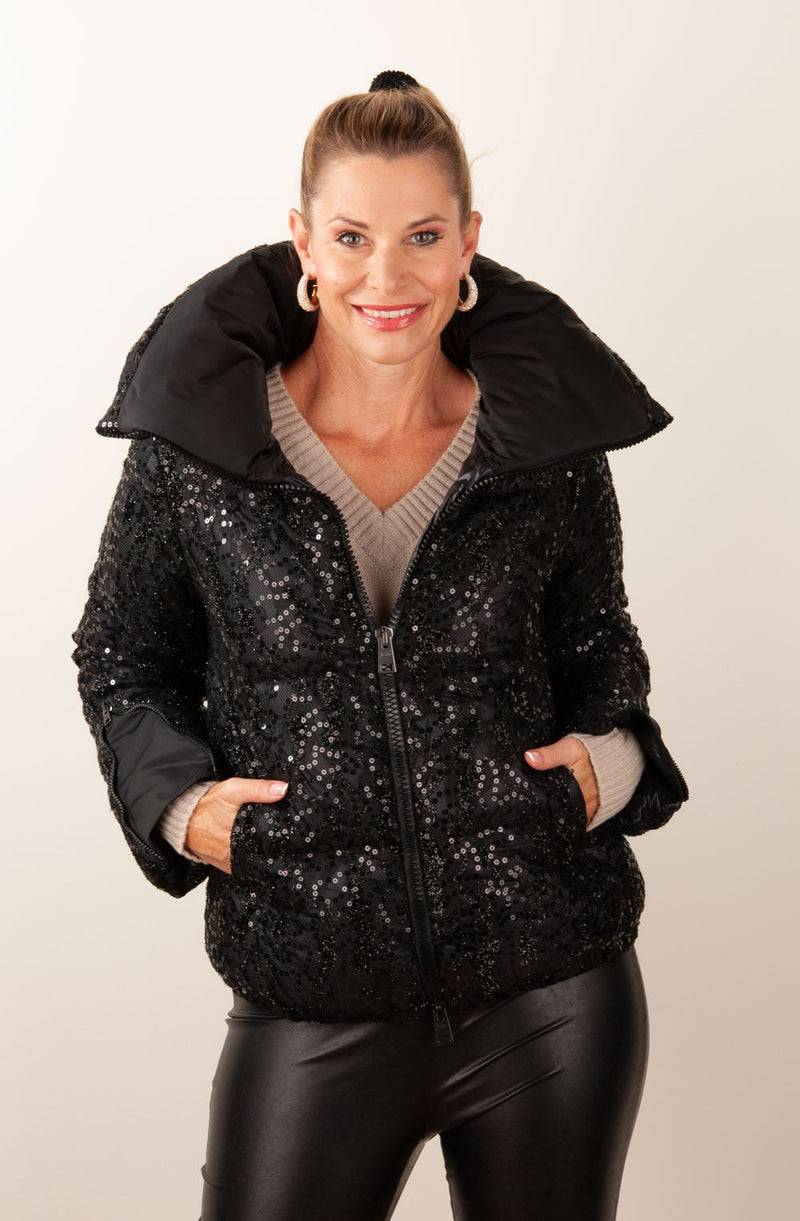 Herno Daunenjacke „Pailletten“ Schwarz