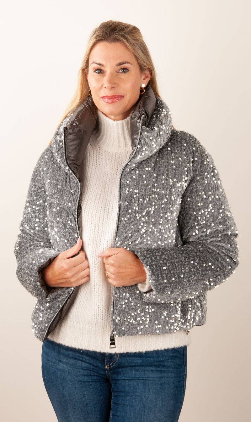 Herno Jacke „Pailletten“ Grau
