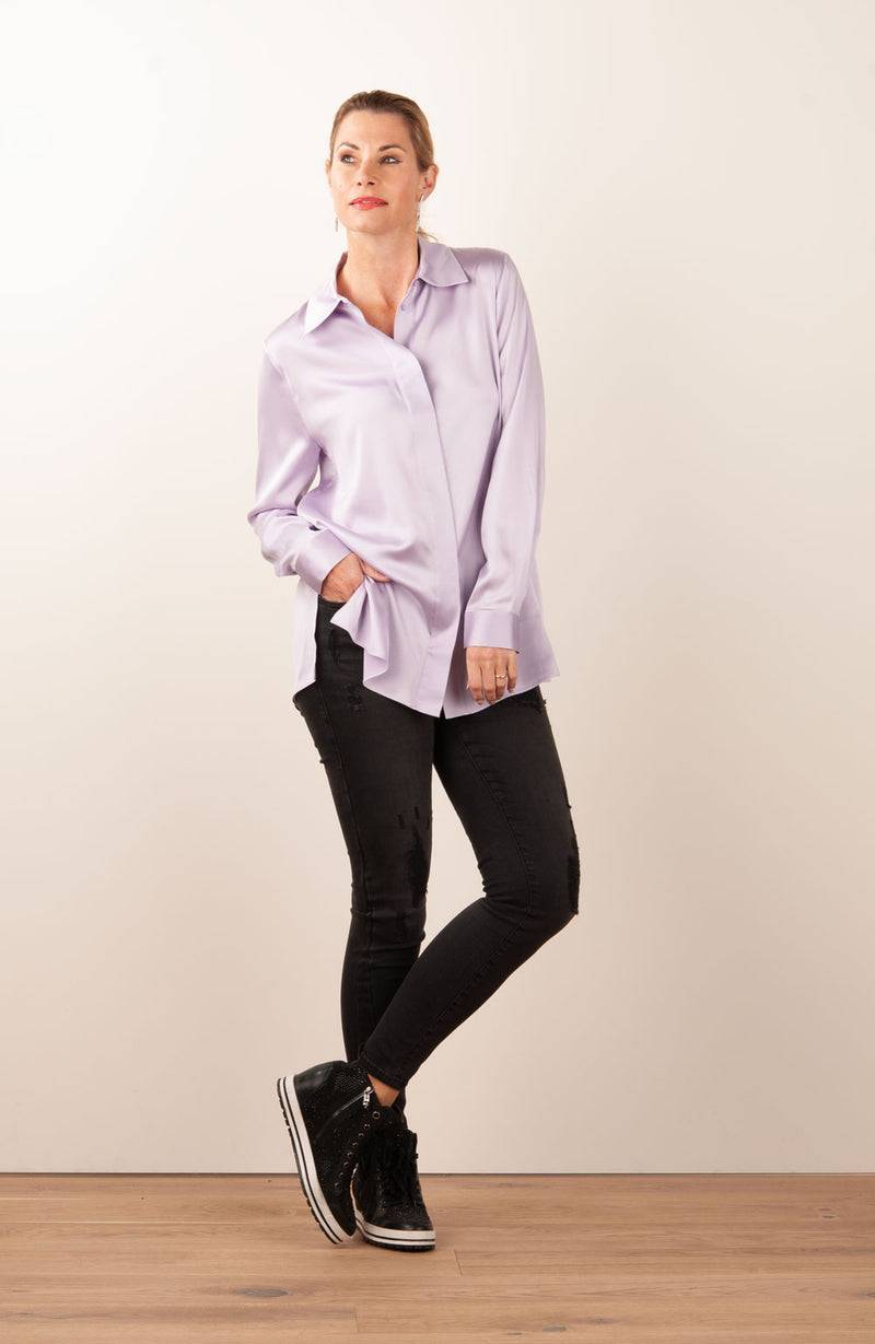 Herzensangelegenheit Seidenbluse Flieder